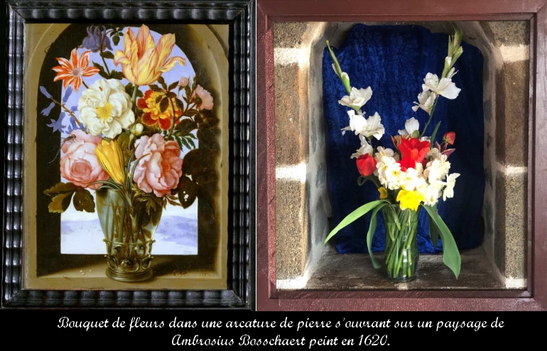 Bouquet de fleurs dans une arcature de pierre 6eme01 Clara B.jpg